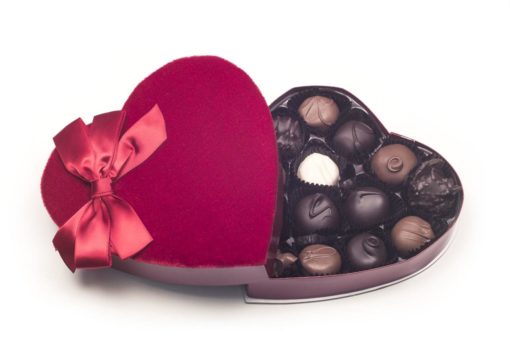 Red Velvet Fabric Heart Valentine Chocolate Box