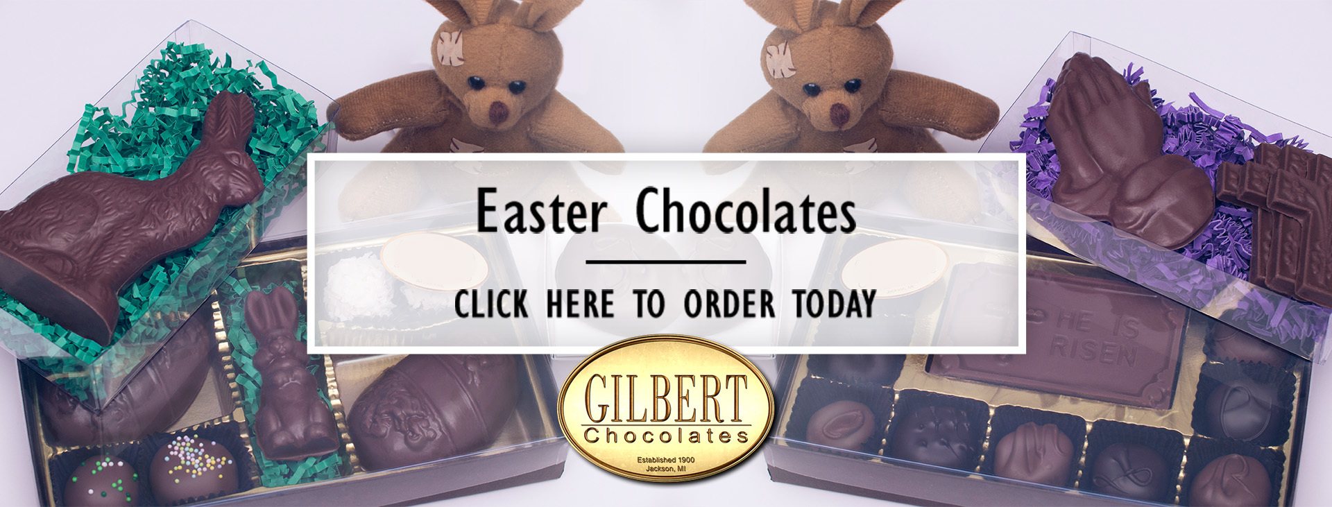 Gilbert Chocolates Easter Candy marketing banner