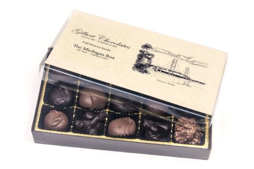 Deluxe Chocolate Assortment in half-pound State of Michigan History Box
