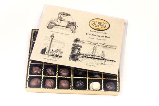 Deluxe Chocolate Assortment in one pound State of Michigan History Box
